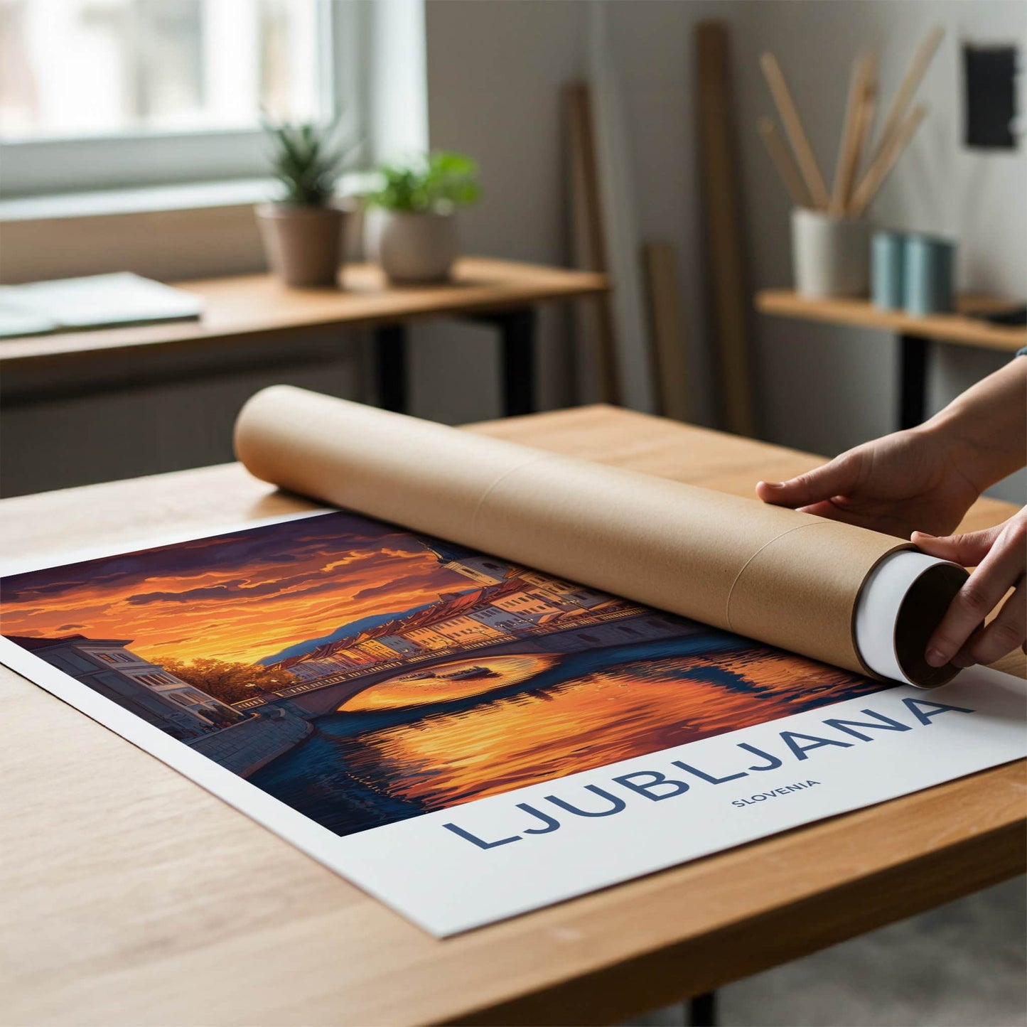 Ljubljana Poster - Slovenia Travel Art - Vibrant City Sunset Home Decor