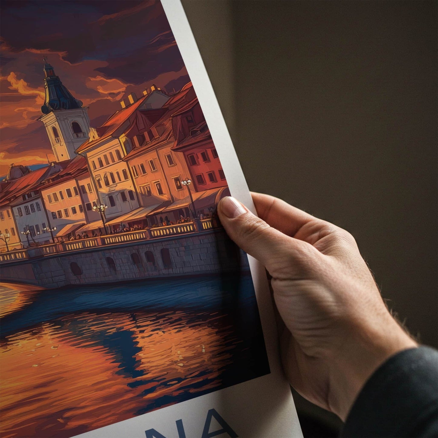 Ljubljana Poster - Slovenia Travel Art - Vibrant City Sunset Home Decor