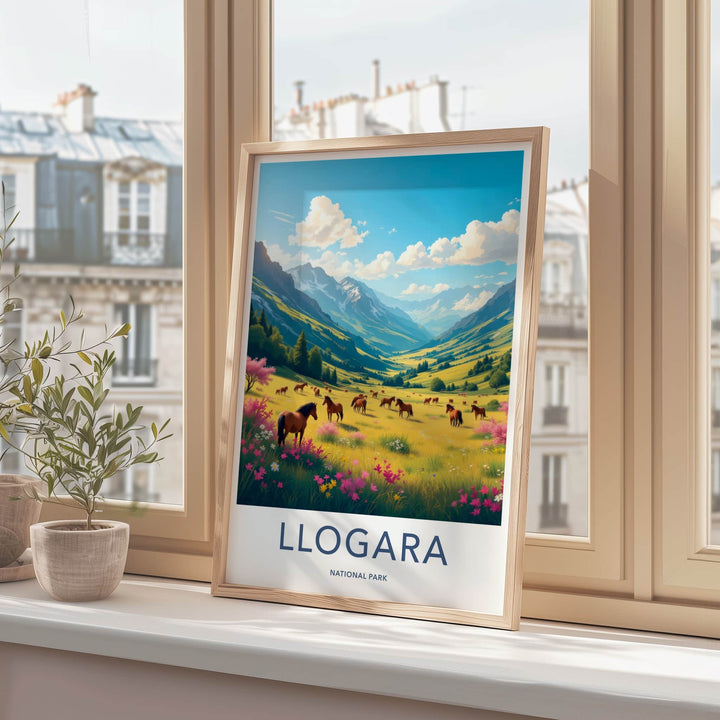 Llogara National Park Poster - Albania Travel Art - Horses Floral Meadow Home Decor