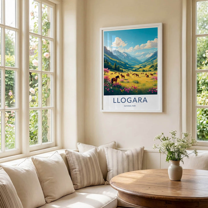Llogara National Park Poster - Albania Travel Art - Horses Floral Meadow Home Decor