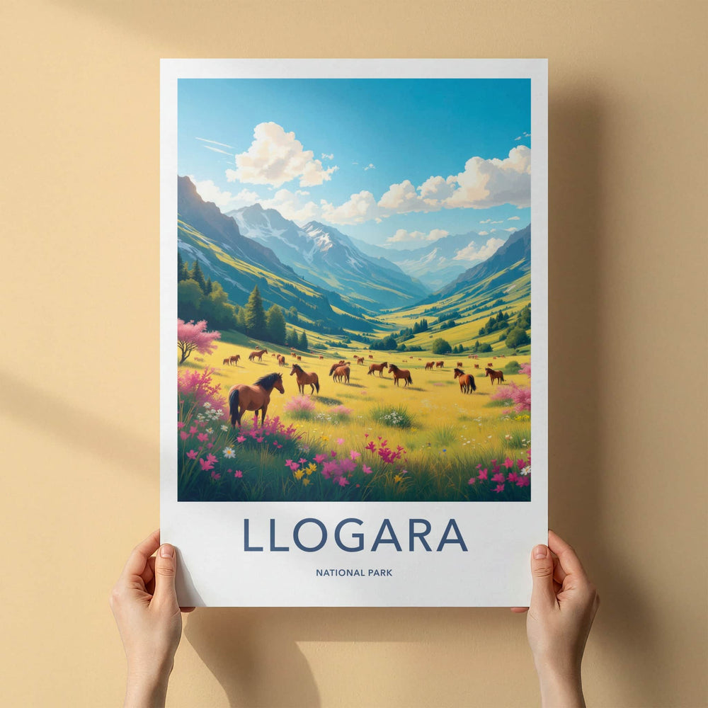 Llogara National Park Poster - Albania Travel Art - Horses Floral Meadow Home Decor