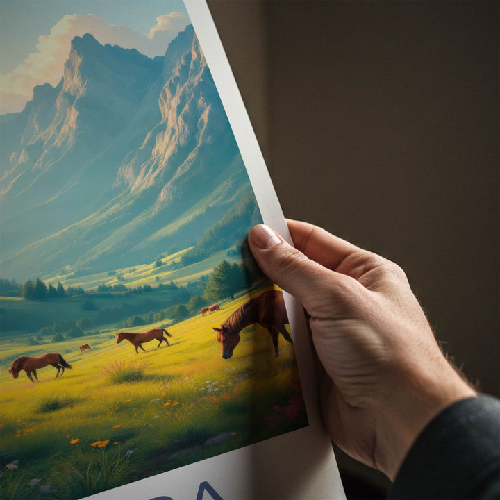 Llogara Poster - Albania Wall Art - Mountain Meadow Horses Home Decor