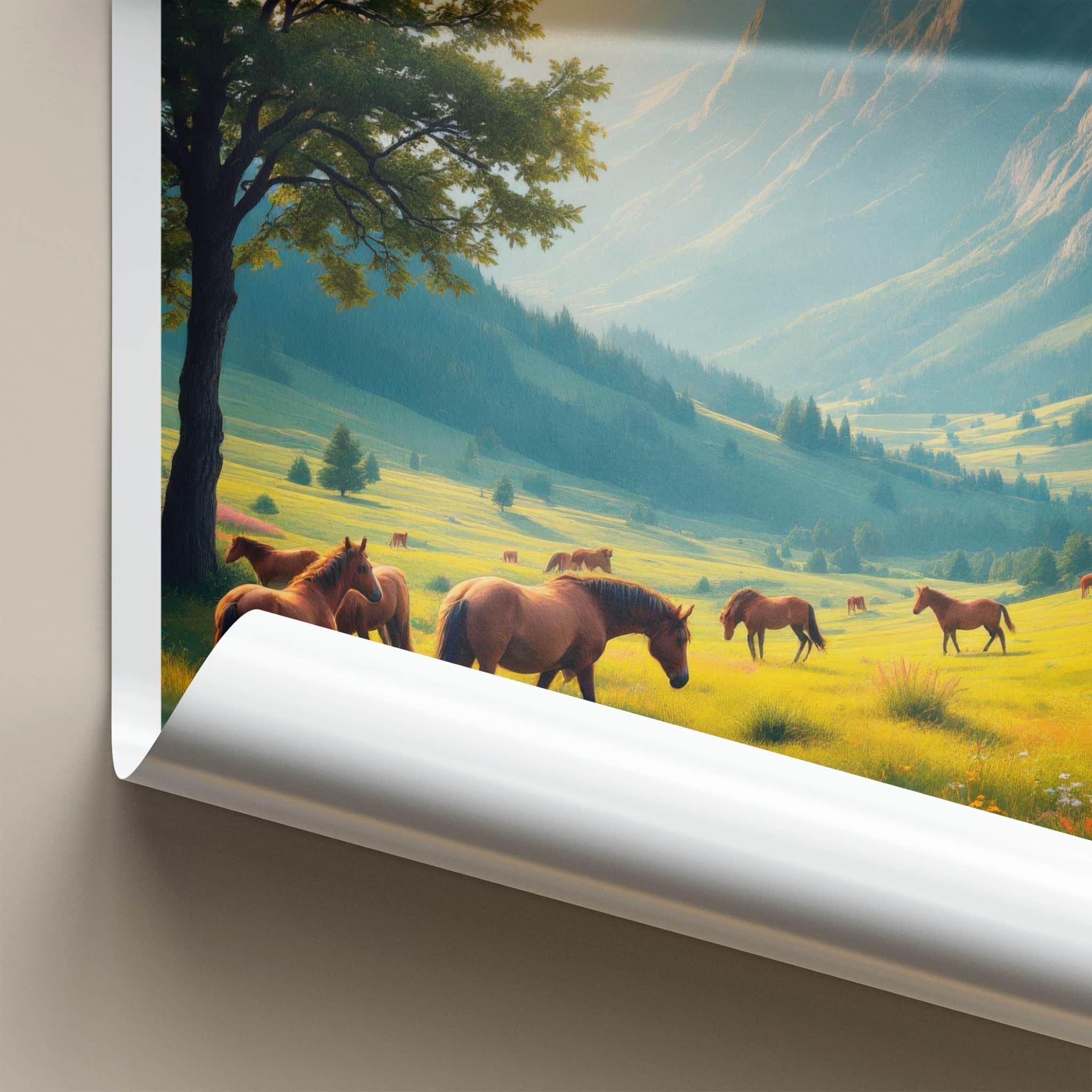 Llogara Poster - Albania Wall Art - Mountain Meadow Horses Home Decor