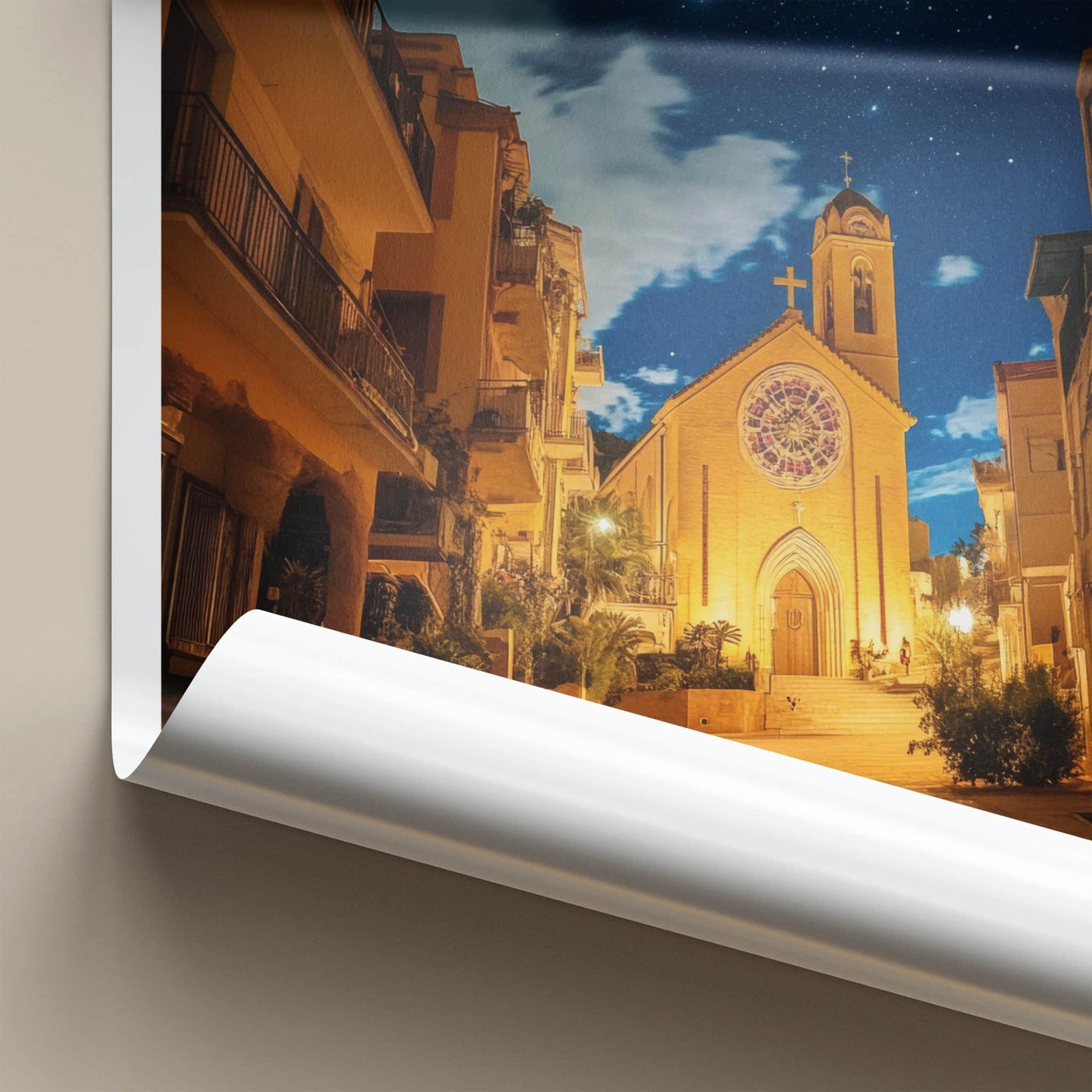 Lloret De Mar Poster - Spain Travel Art - Church Night Sky Home Decor
