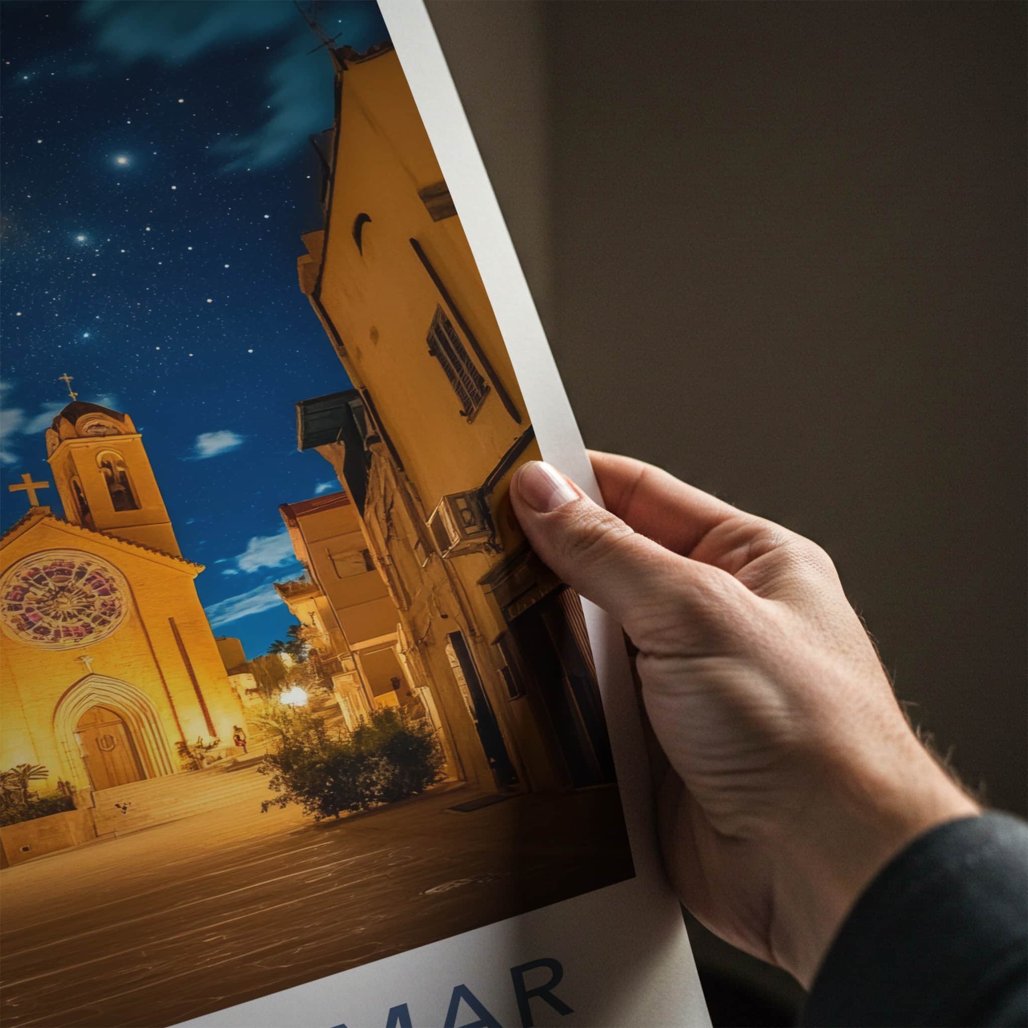 Lloret De Mar Poster - Spain Travel Art - Church Night Sky Home Decor