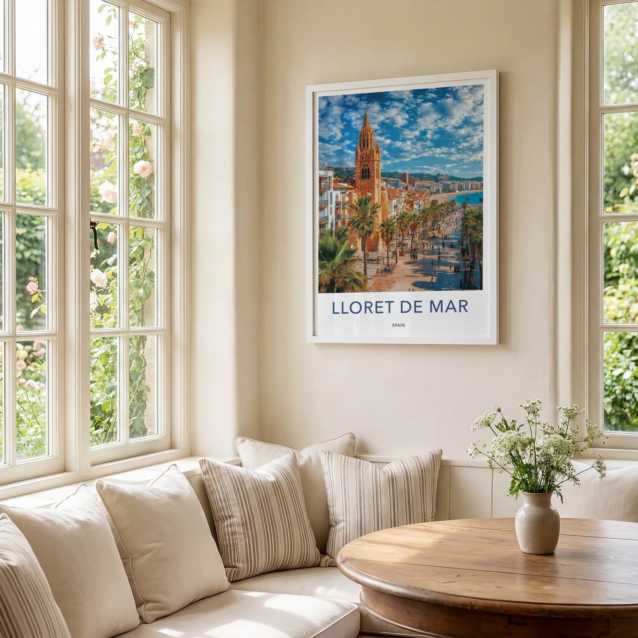 Lloret de Mar Poster - Spain Travel Art - Gothic Church Seaside Home Decor