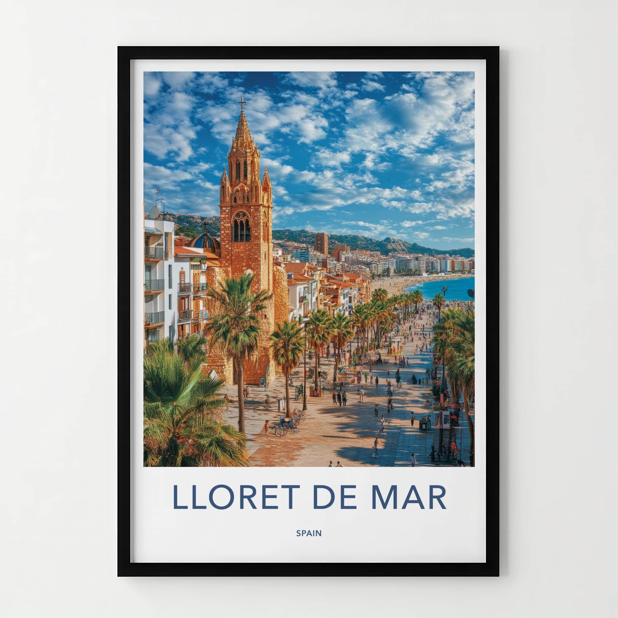 Lloret de Mar Poster - Spain Travel Art - Gothic Church Seaside Home Decor
