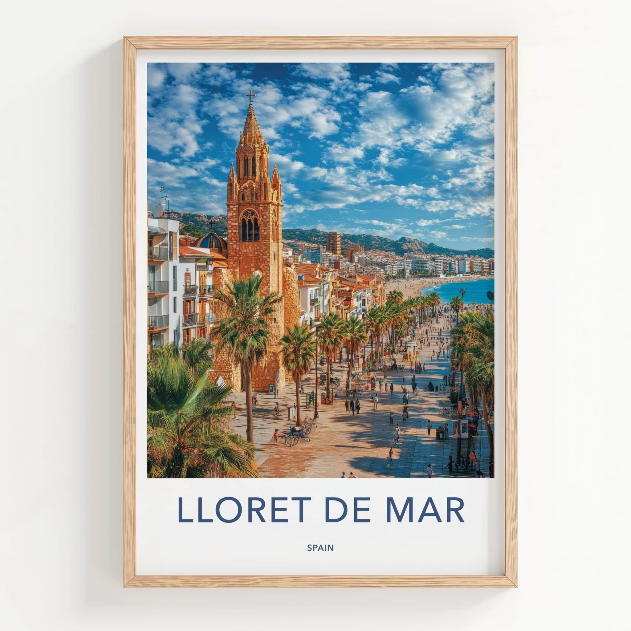 Lloret de Mar Poster - Spain Travel Art - Gothic Church Seaside Home Decor
