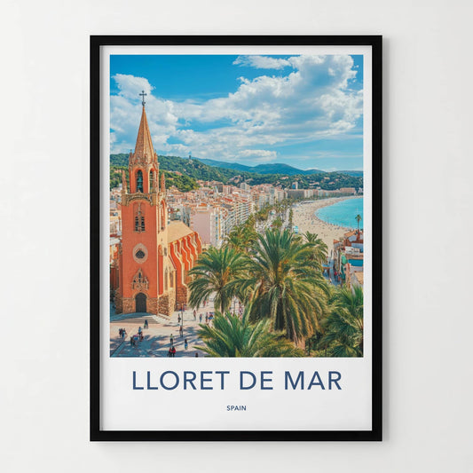 Lloret de Mar Poster - Spain Travel Art - Historic Church Beach Home Decor