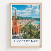 Lloret de Mar Poster - Spain Travel Art - Historic Church Beach Home Decor