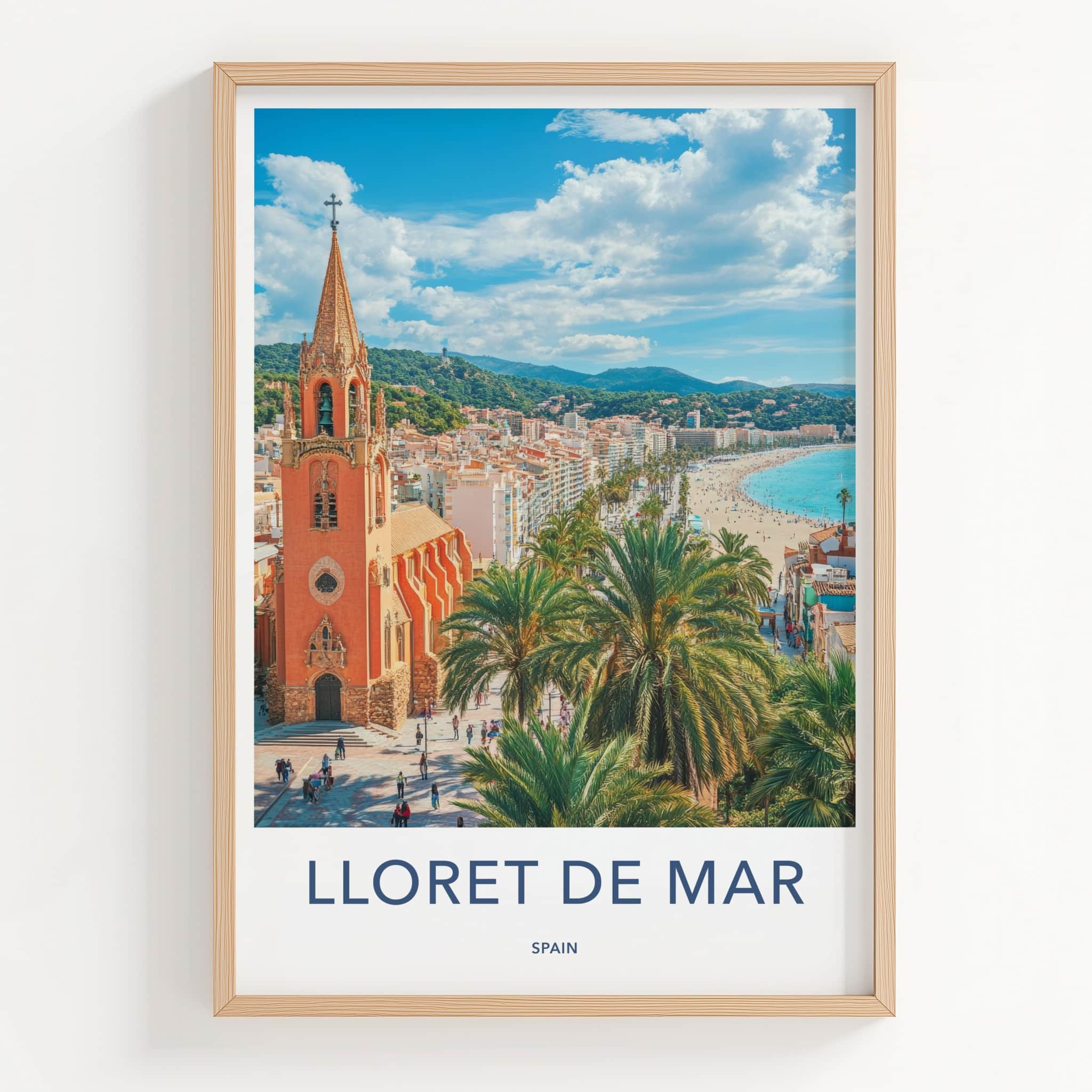 Lloret de Mar Poster - Spain Travel Art - Historic Church Beach Home Decor
