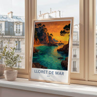 Lloret De Mar Poster - Spain Travel Art - Orange Sunset Cove Home Decor