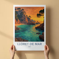 Lloret De Mar Poster - Spain Travel Art - Orange Sunset Cove Home Decor