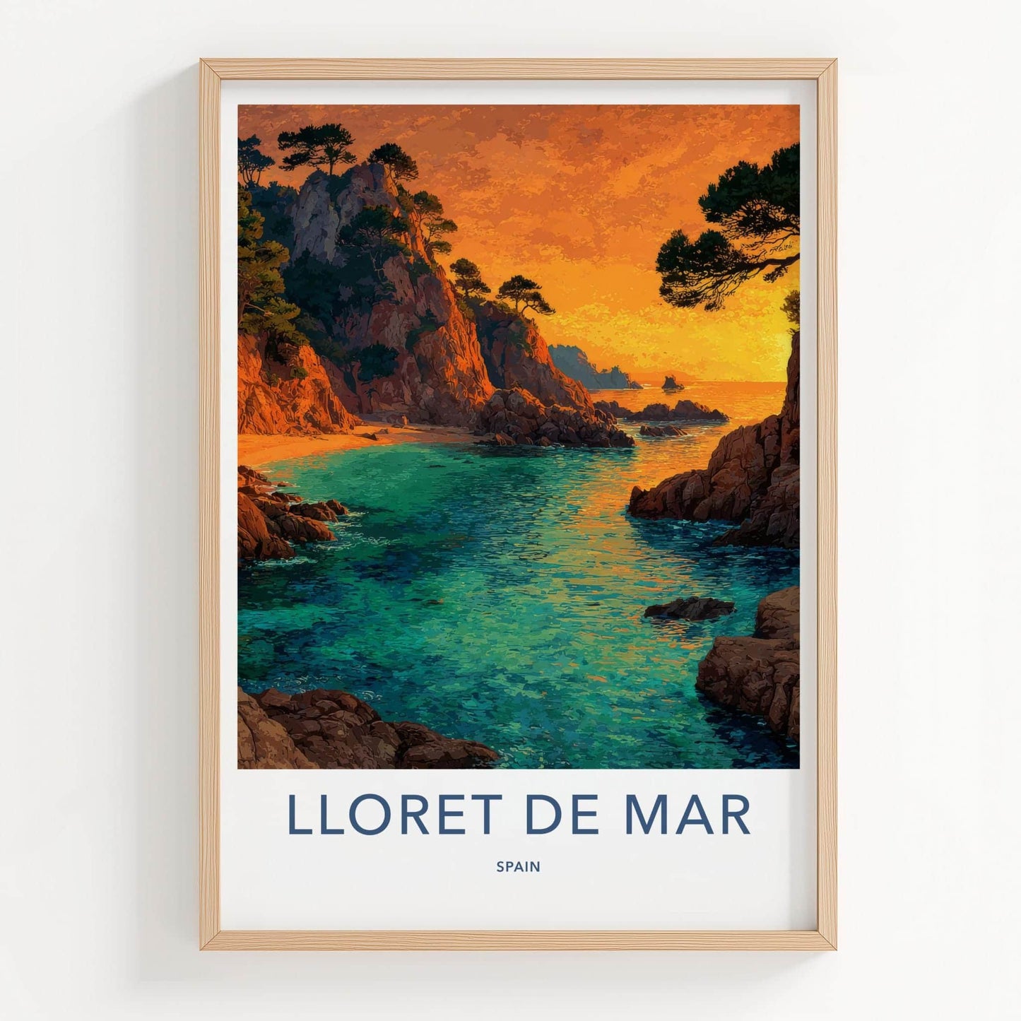 Lloret De Mar Poster - Spain Travel Art - Orange Sunset Cove Home Decor