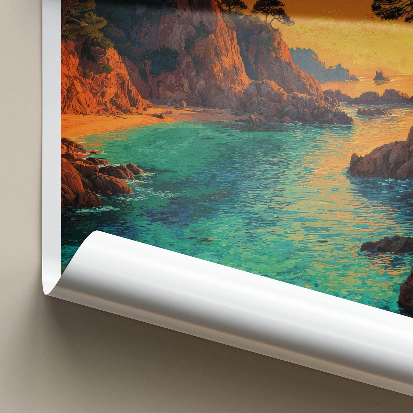 Lloret De Mar Poster - Spain Travel Art - Orange Sunset Cove Home Decor