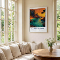 Lloret De Mar Poster - Spain Travel Art - Orange Sunset Cove Home Decor