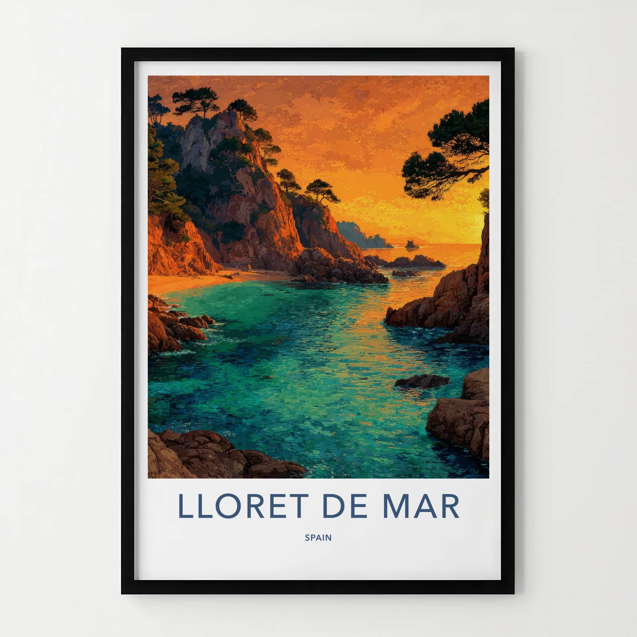Lloret De Mar Poster - Spain Travel Art - Orange Sunset Cove Home Decor