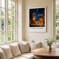 Lloret De Mar Poster - Spain Travel Art - Starry Church Scene Home Decor