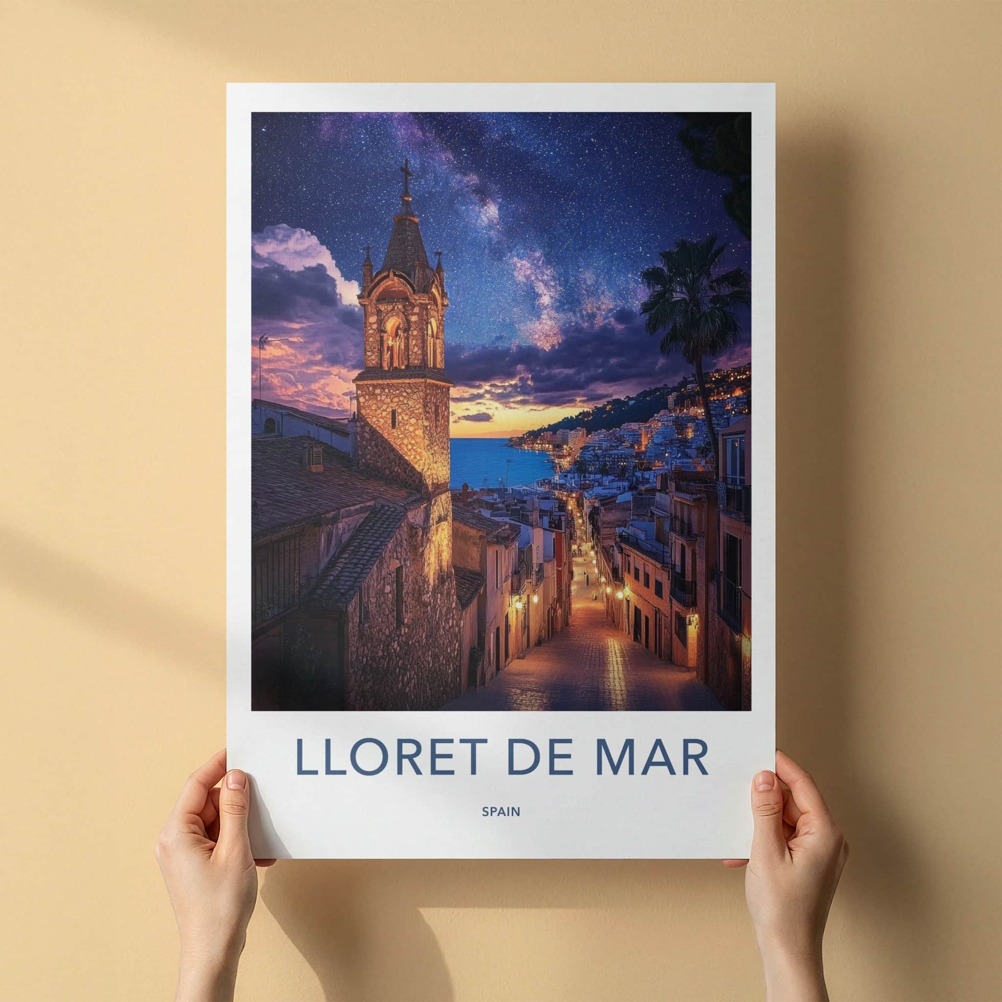 Lloret de Mar Poster - Spain Travel Art - Starry Night Seaside Home Decor