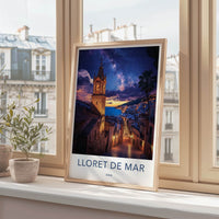 Lloret de Mar Poster - Spain Travel Art - Starry Night Seaside Home Decor