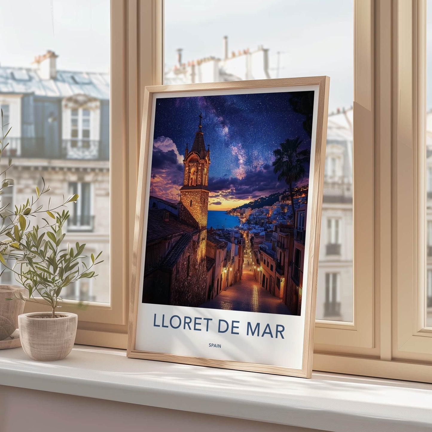 Lloret de Mar Poster - Spain Travel Art - Starry Night Seaside Home Decor