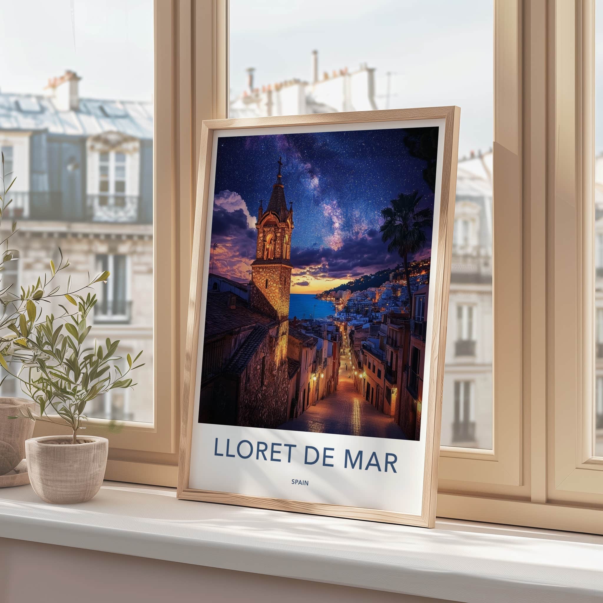 Lloret de Mar Poster - Spain Travel Art - Starry Night Seaside Home Decor