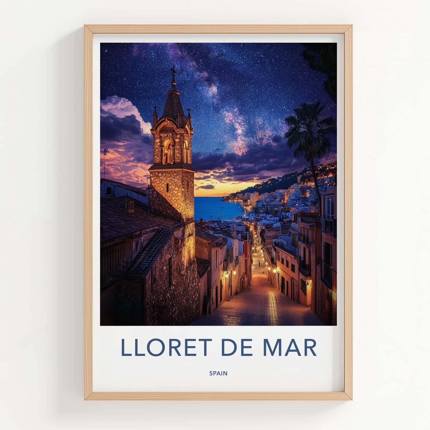 Lloret de Mar Poster - Spain Travel Art - Starry Night Seaside Home Decor