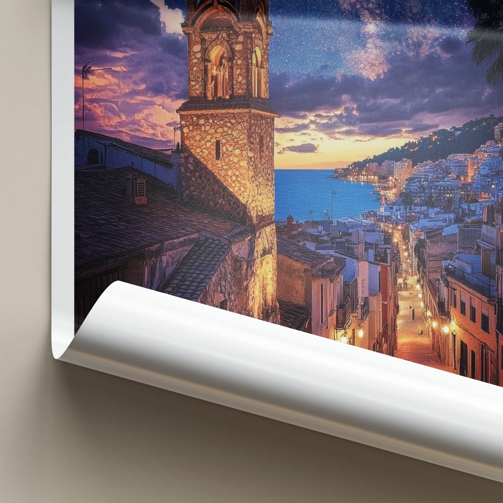 Lloret de Mar Poster - Spain Travel Art - Starry Night Seaside Home Decor