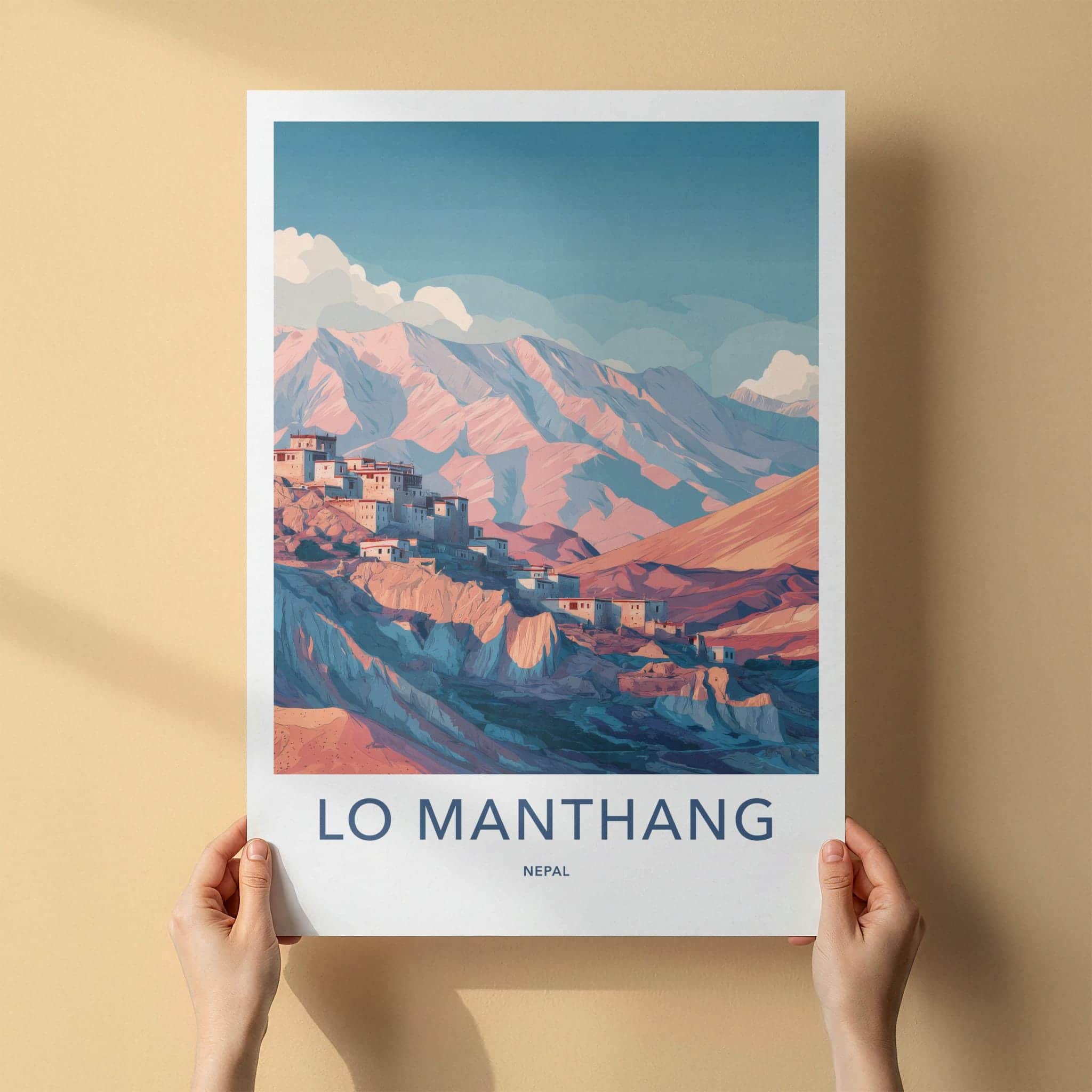 Lo Manthang Poster - Nepal Travel Art - Remote Mountain Village Home Decor