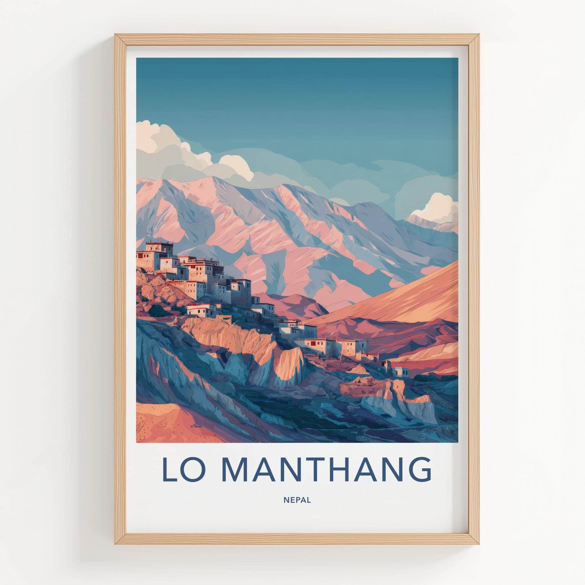 Lo Manthang Poster - Nepal Travel Art - Remote Mountain Village Home Decor