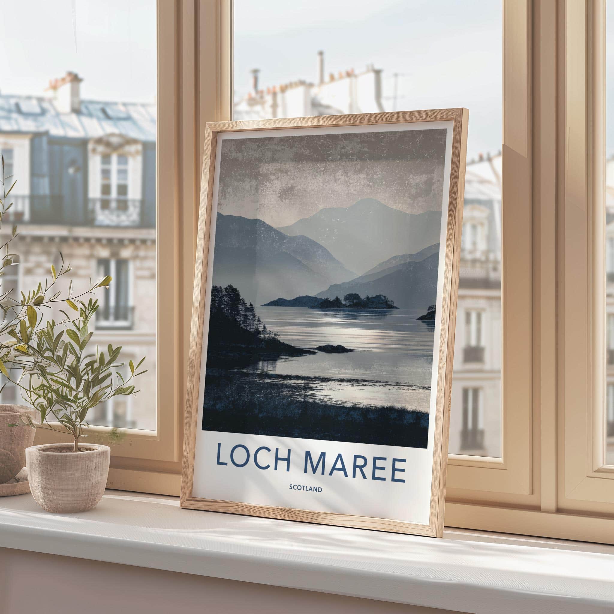 Loch Maree Poster - Scotland Travel Art - Misty Mountain Lake Home Decor