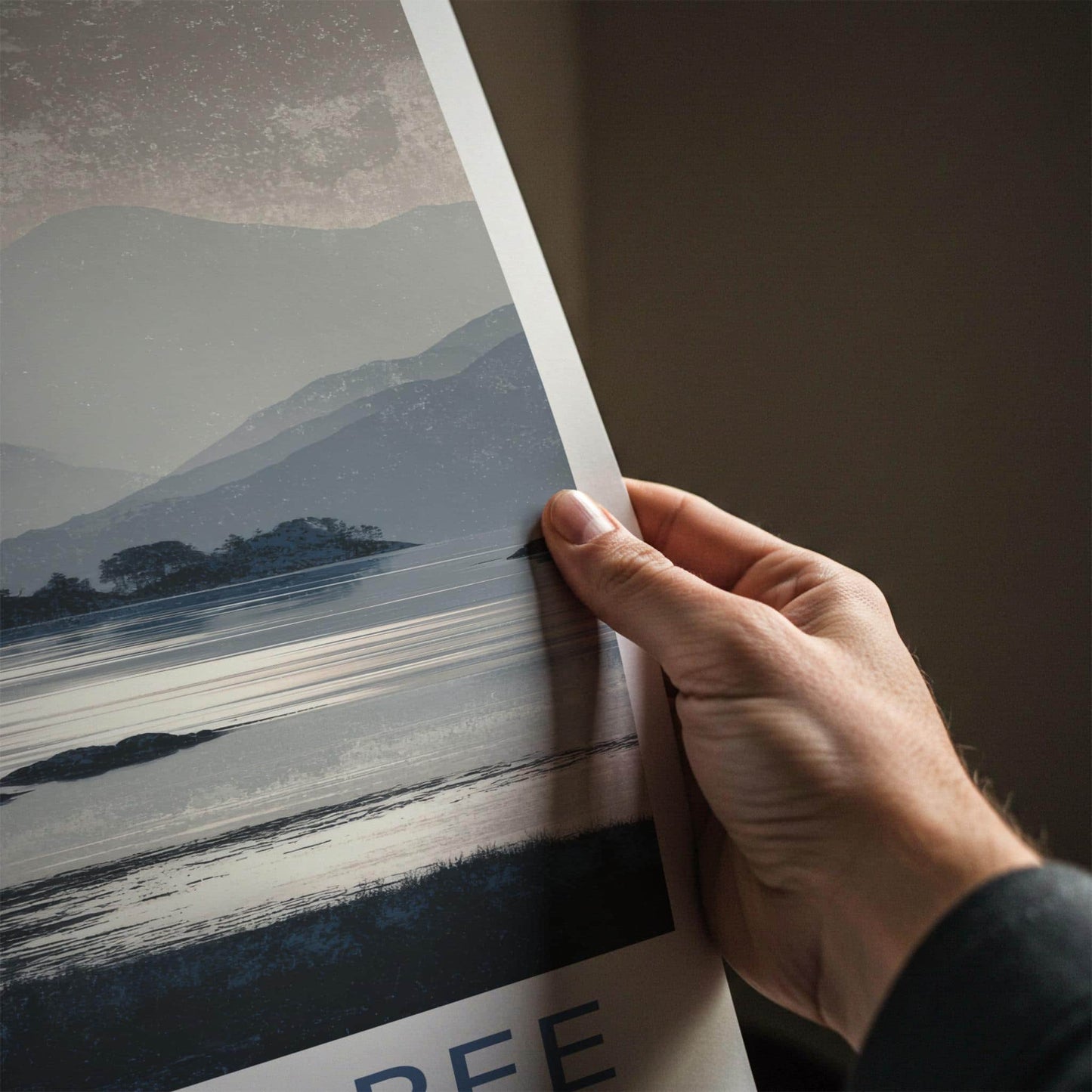 Loch Maree Poster - Scotland Travel Art - Misty Mountain Lake Home Decor