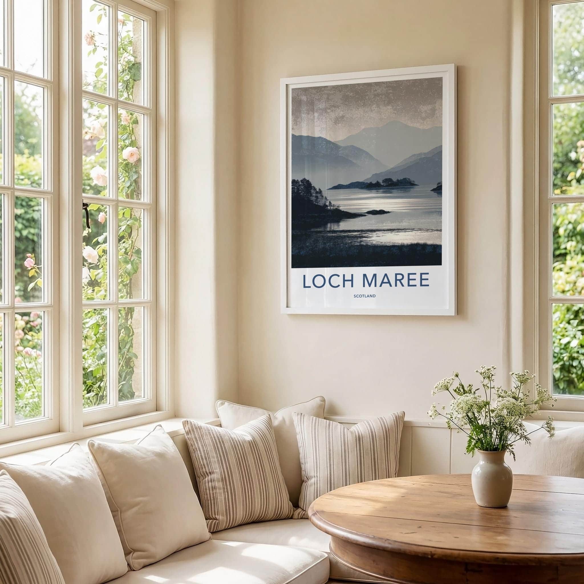 Loch Maree Poster - Scotland Travel Art - Misty Mountain Lake Home Decor