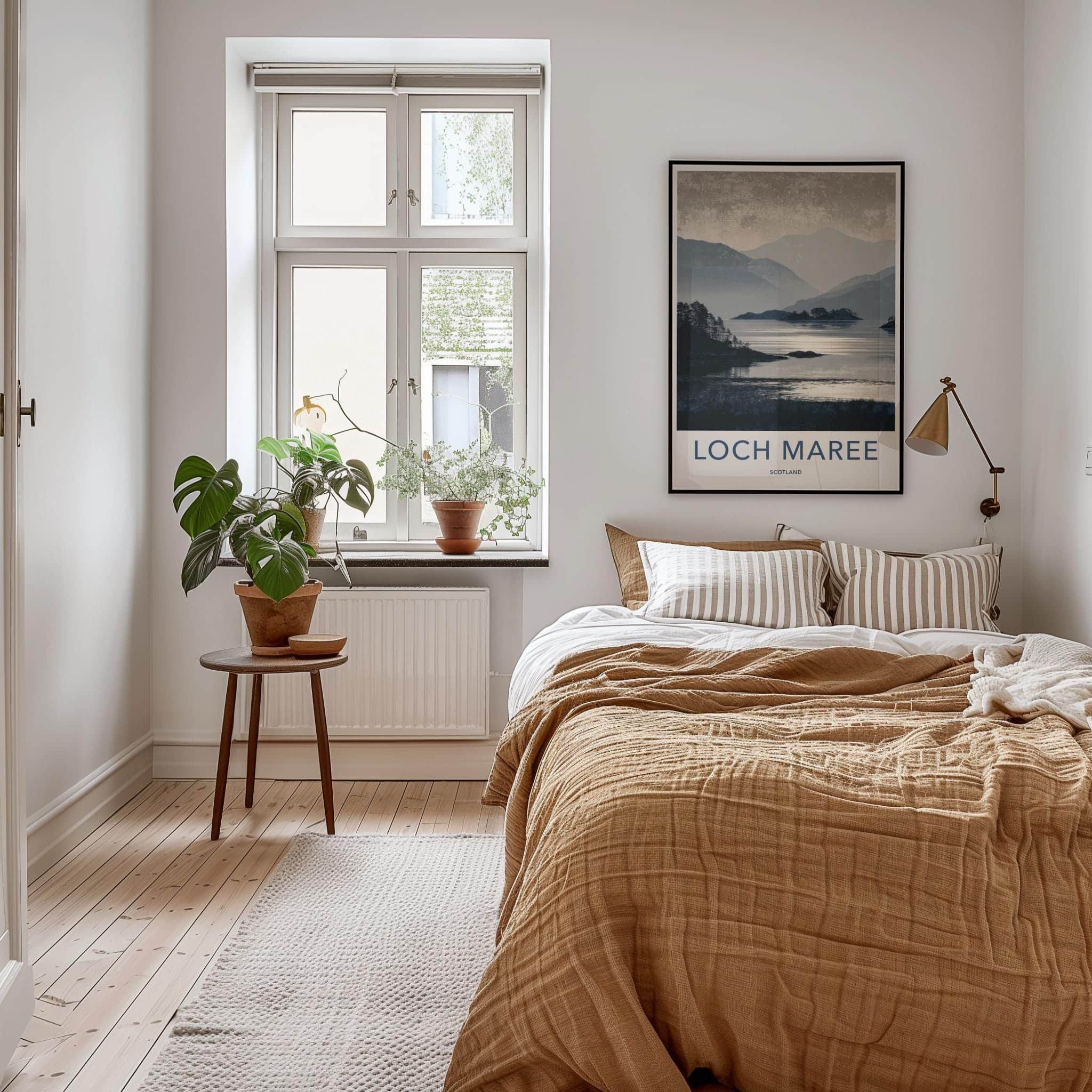 Loch Maree Poster - Scotland Travel Art - Misty Mountain Lake Home Decor