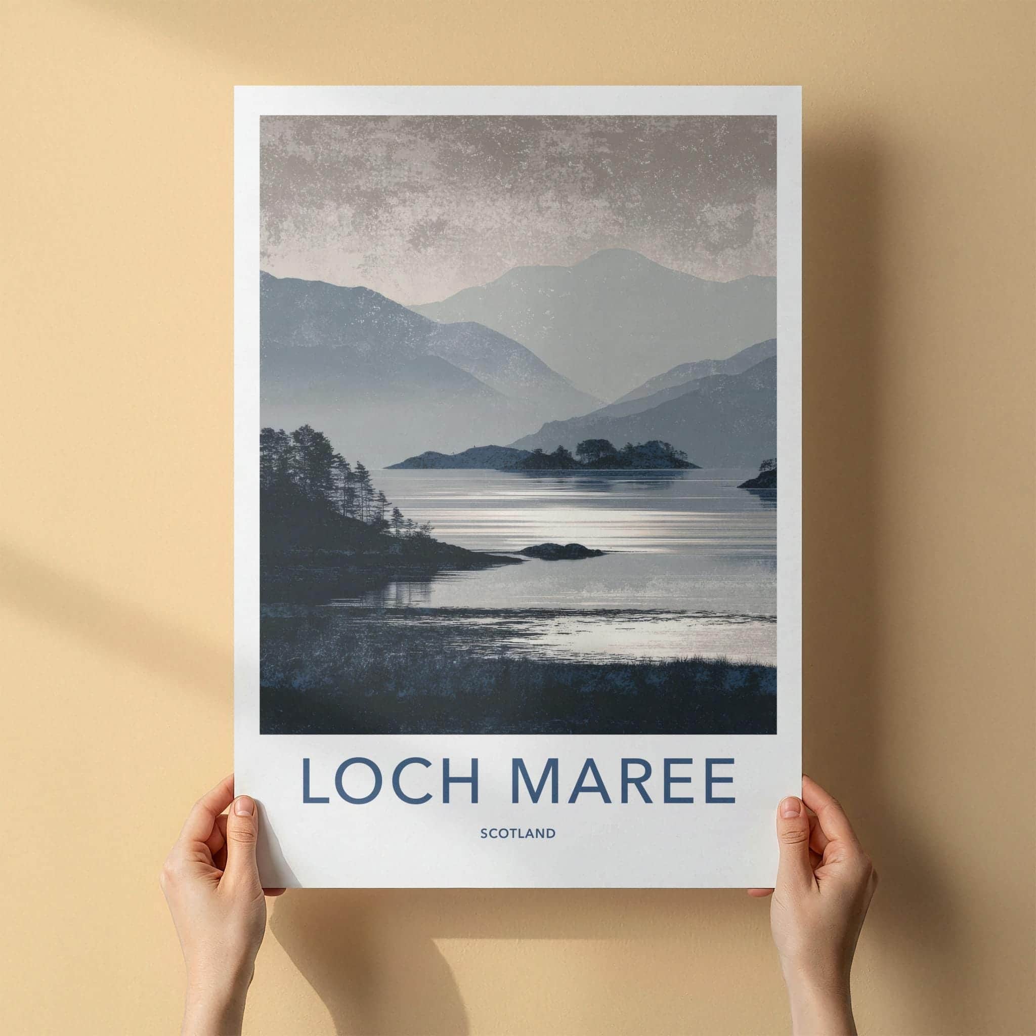 Loch Maree Poster - Scotland Travel Art - Misty Mountain Lake Home Decor