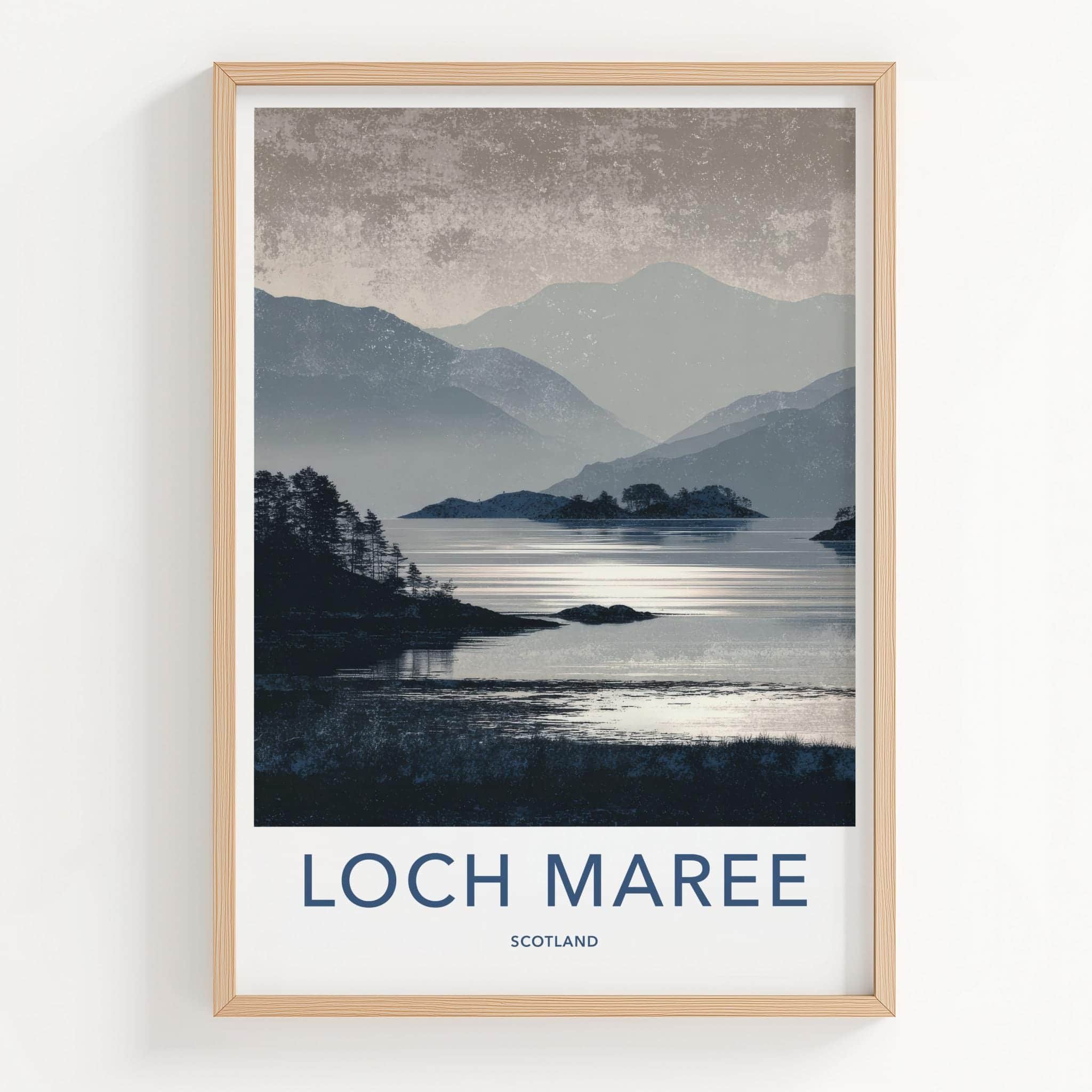 Loch Maree Poster - Scotland Travel Art - Misty Mountain Lake Home Decor