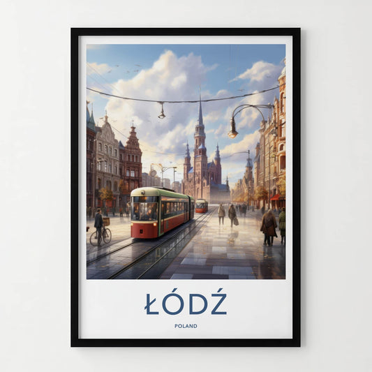 Lodz Poster - Poland Travel Art - European Cityscape Trams Home Decor