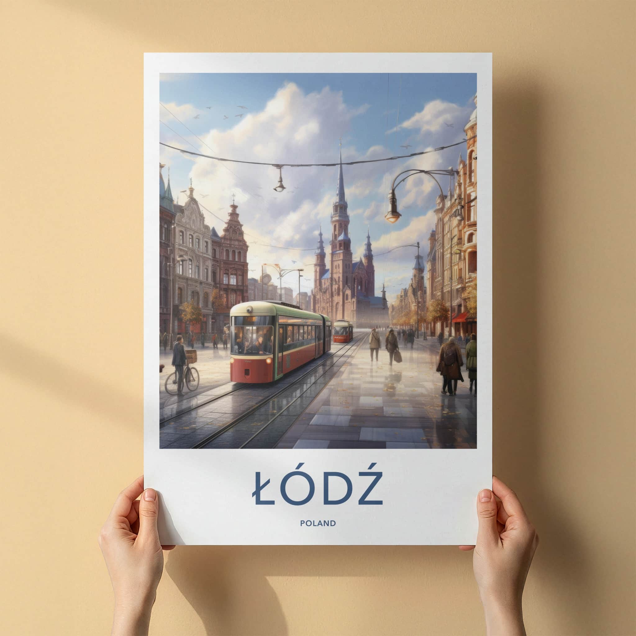 Lodz Poster - Poland Travel Art - European Cityscape Trams Home Decor