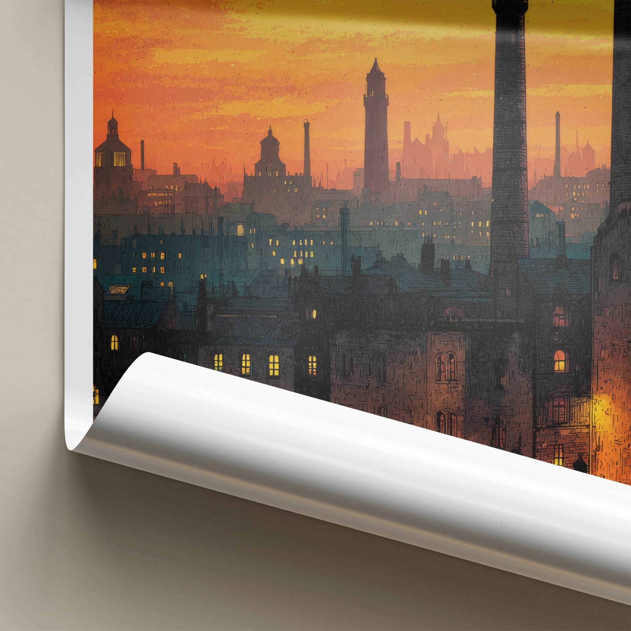 Lodz Poster - Poland Travel Art - Orange Sky City Home Decor