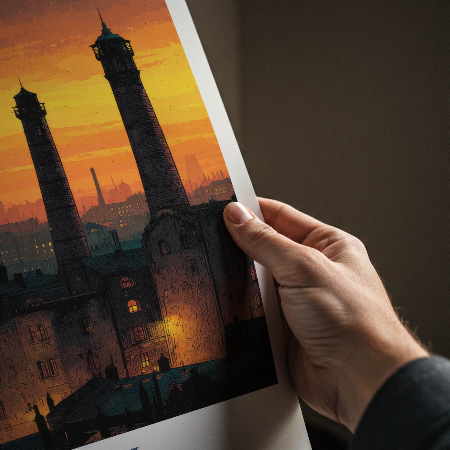 Lodz Poster - Poland Travel Art - Orange Sky City Home Decor