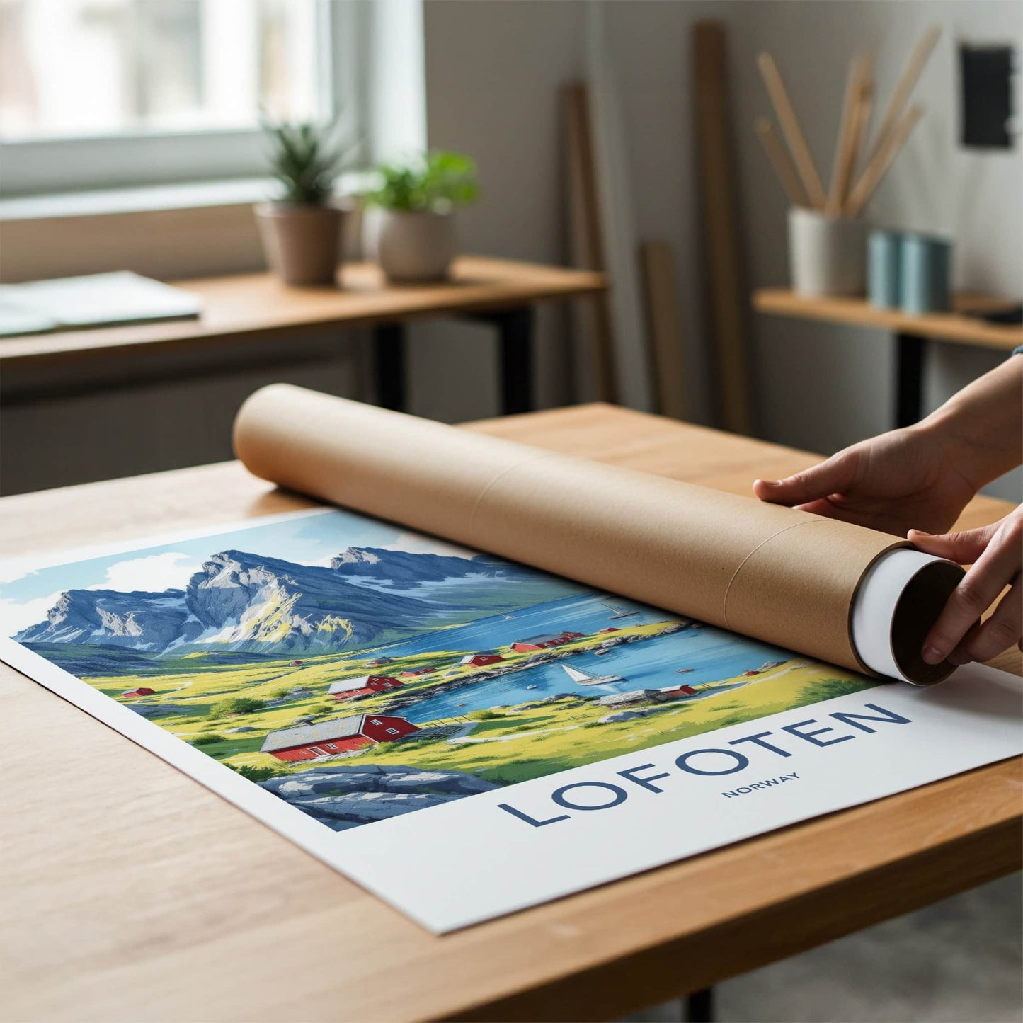 Lofoten Poster - Norway Framed Print - Picturesque Fjord Village Lounge Decor