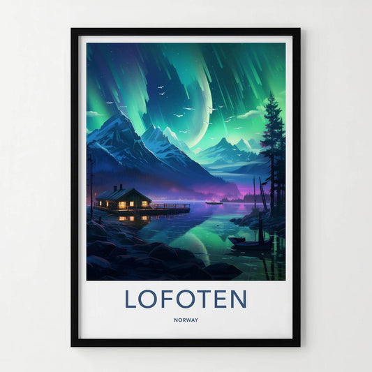 Lofoten Poster - Norway Wall Art Featuring Northern Lights Print