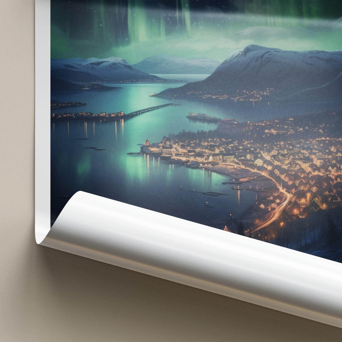 Lofoten Poster - Norway Wall Art Featuring Northern Lights & Winter