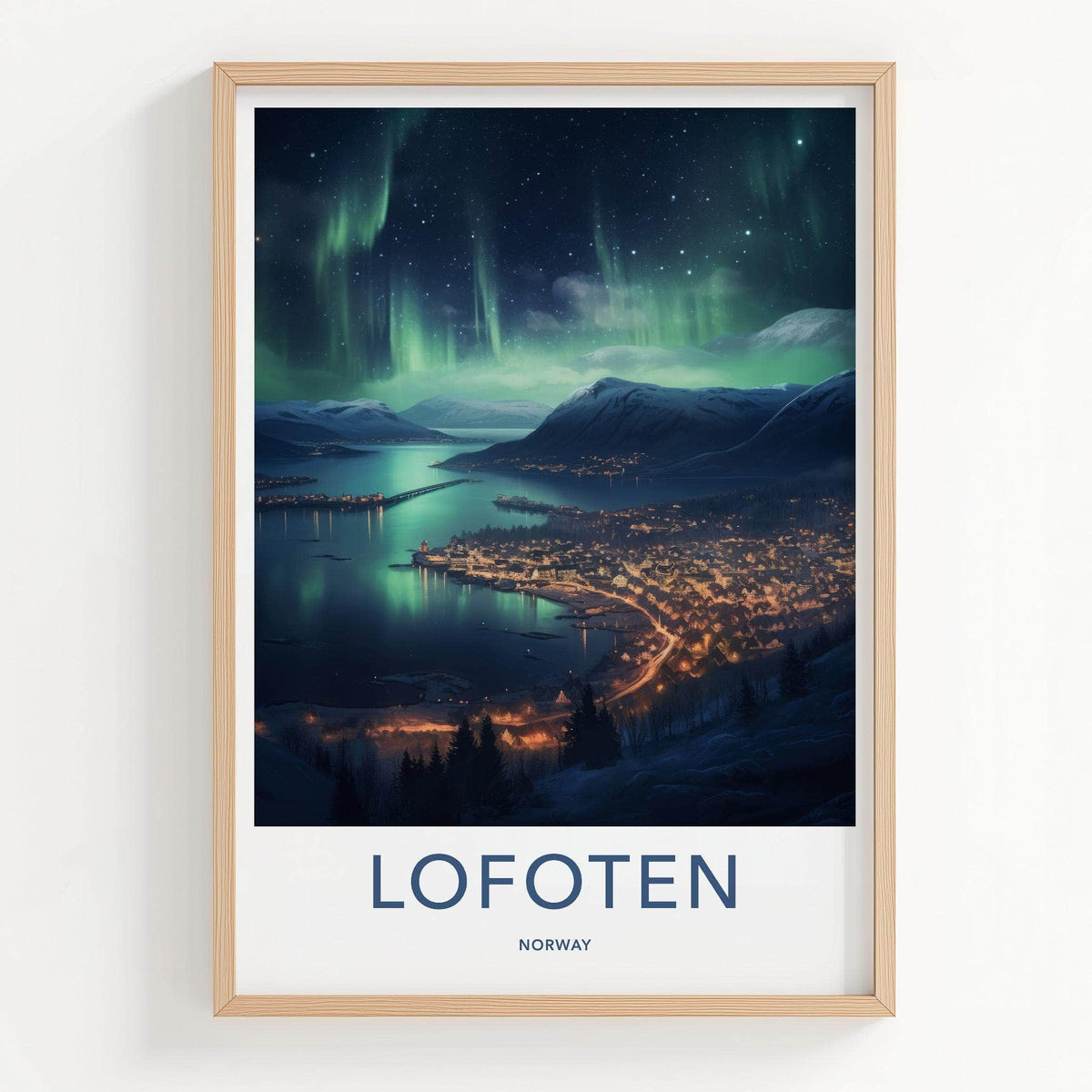 Lofoten Poster - Norway Wall Art Featuring Northern Lights & Winter