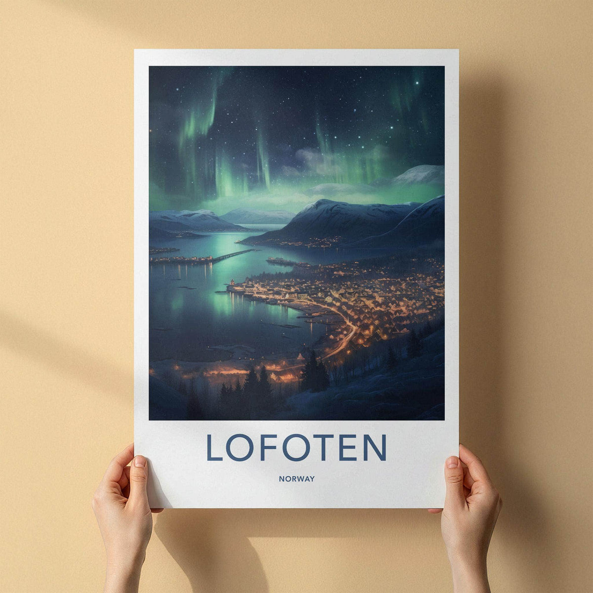 Lofoten Poster - Norway Wall Art Featuring Northern Lights & Winter