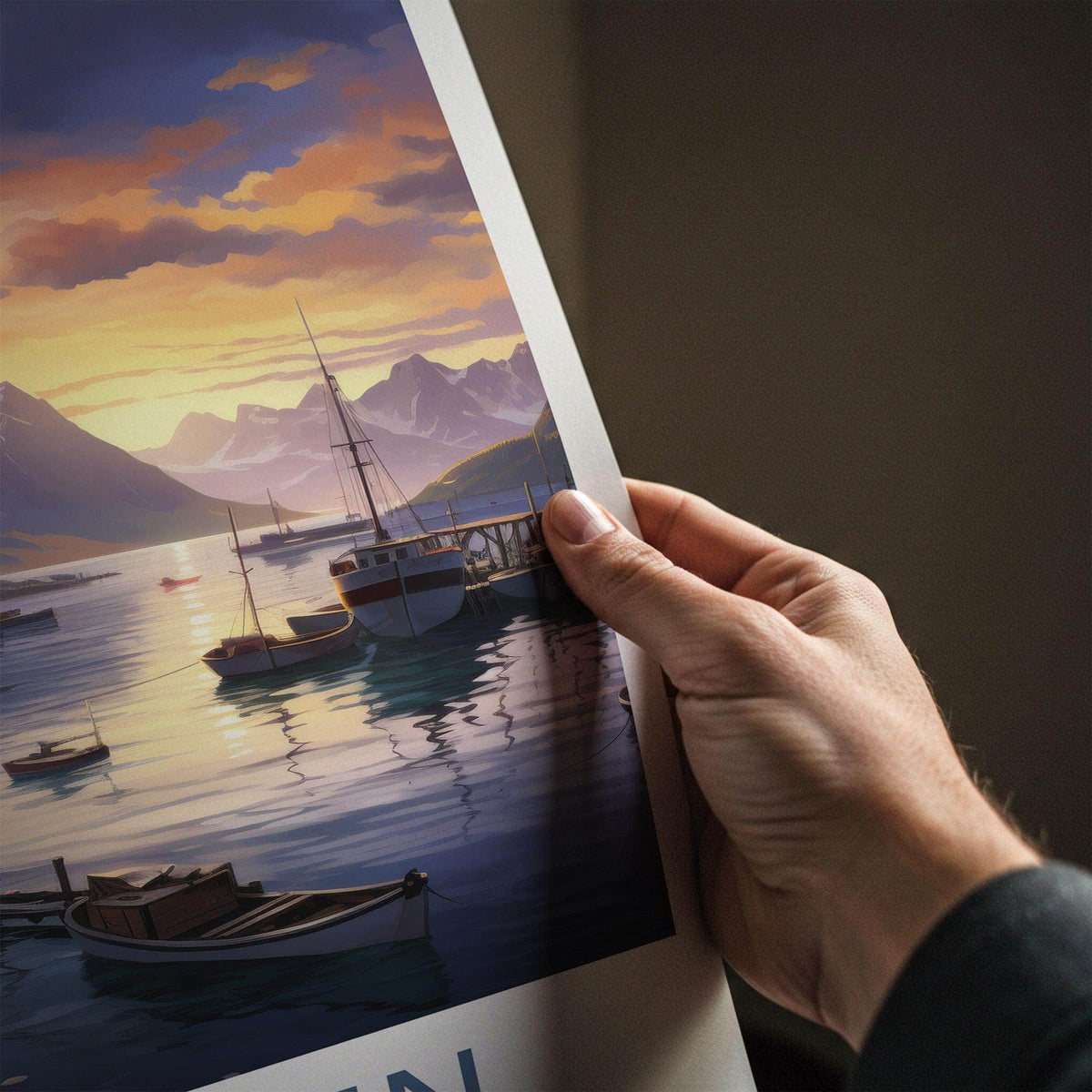 Lofoten Wall Art - Norway Coastal Poster Print With Mountain Landscape