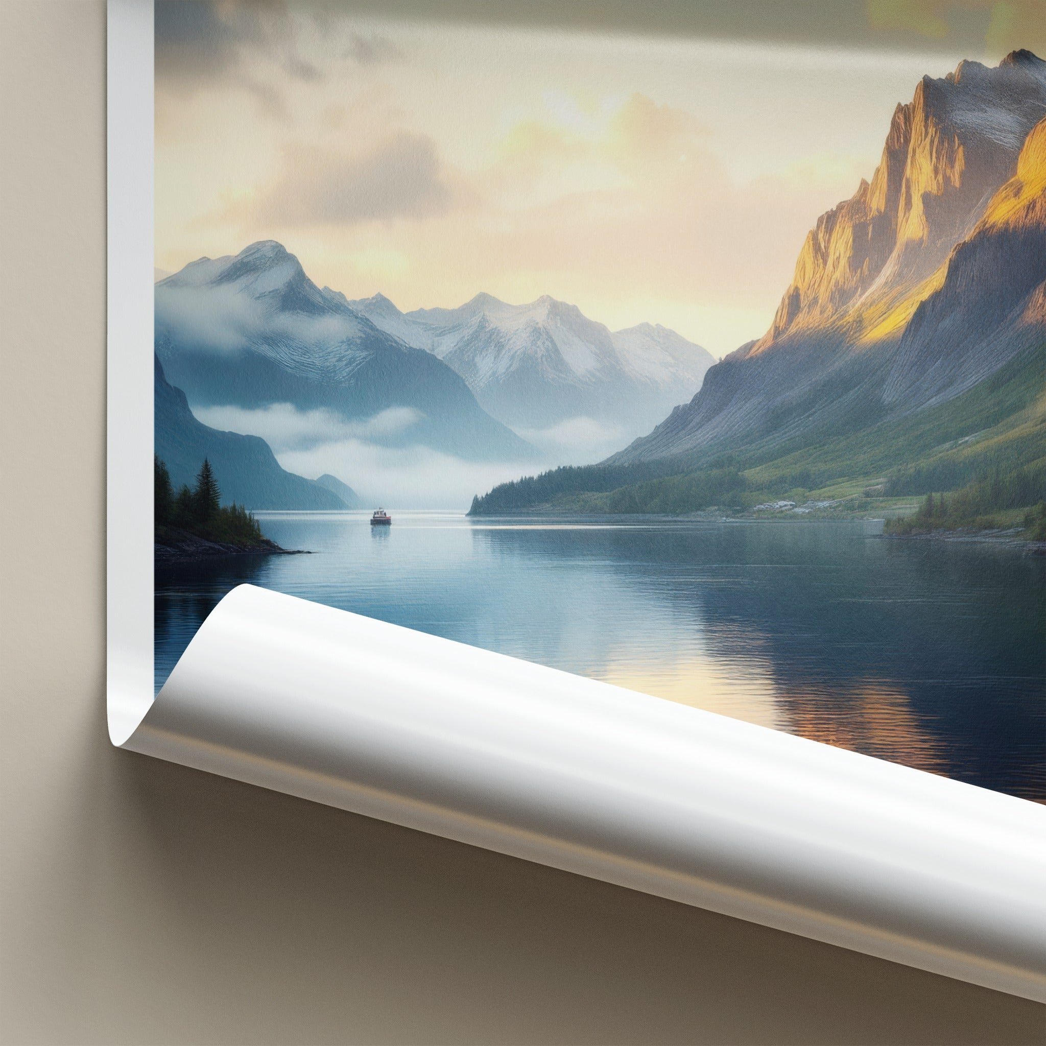 Lofthus Poster - Norway Travel Art - Golden Fjord View Home Decor