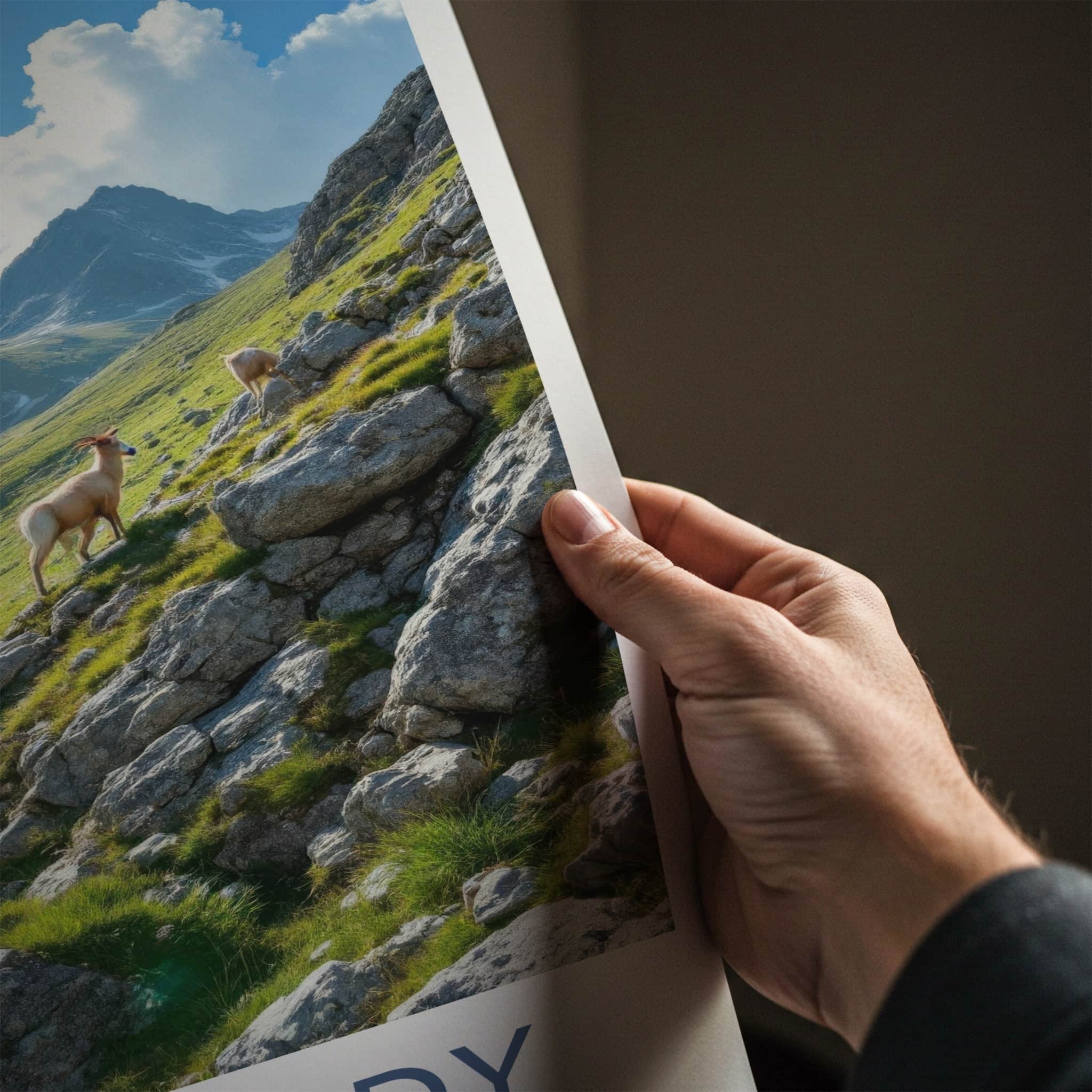 Lombardy Poster - Italy Travel Art - Mountain Goats Slope Home Decor