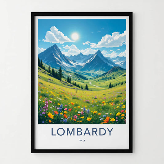 Lombardy Poster - Italy Travel Art - Sunny Mountain Valley Home Decor
