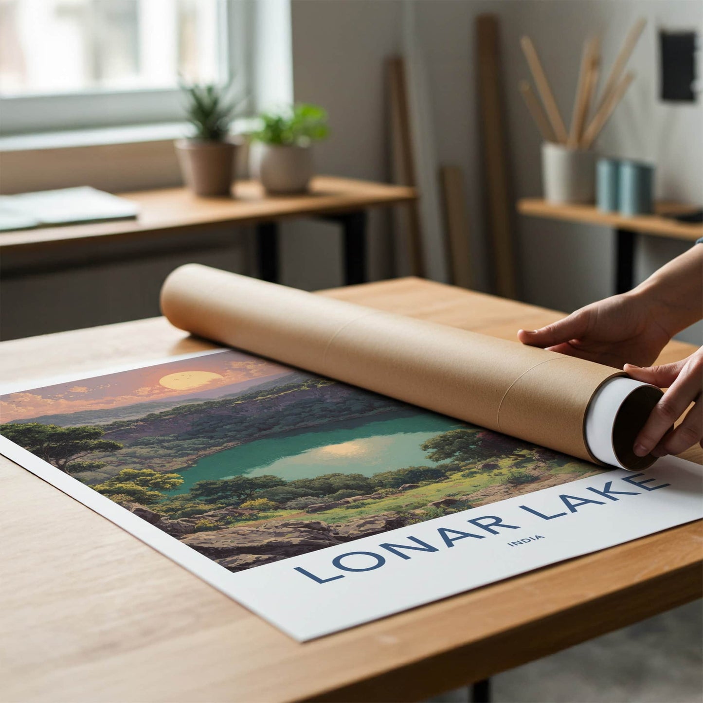 Lonar Lake Poster - India Maharashtra Crater Lake Home Decor